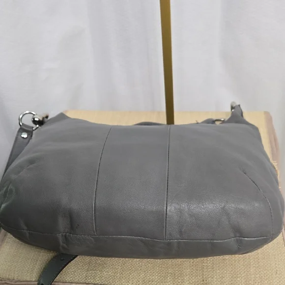 Coach Kristen Gray Leather Shoulder Hobo with Silver Hardware - Picture 5 of 16